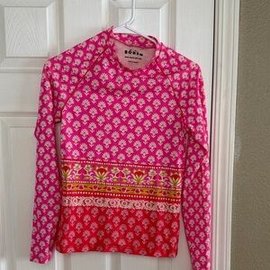 Boden Girls Pink Floral Long-Sleeve Swim Rashguard